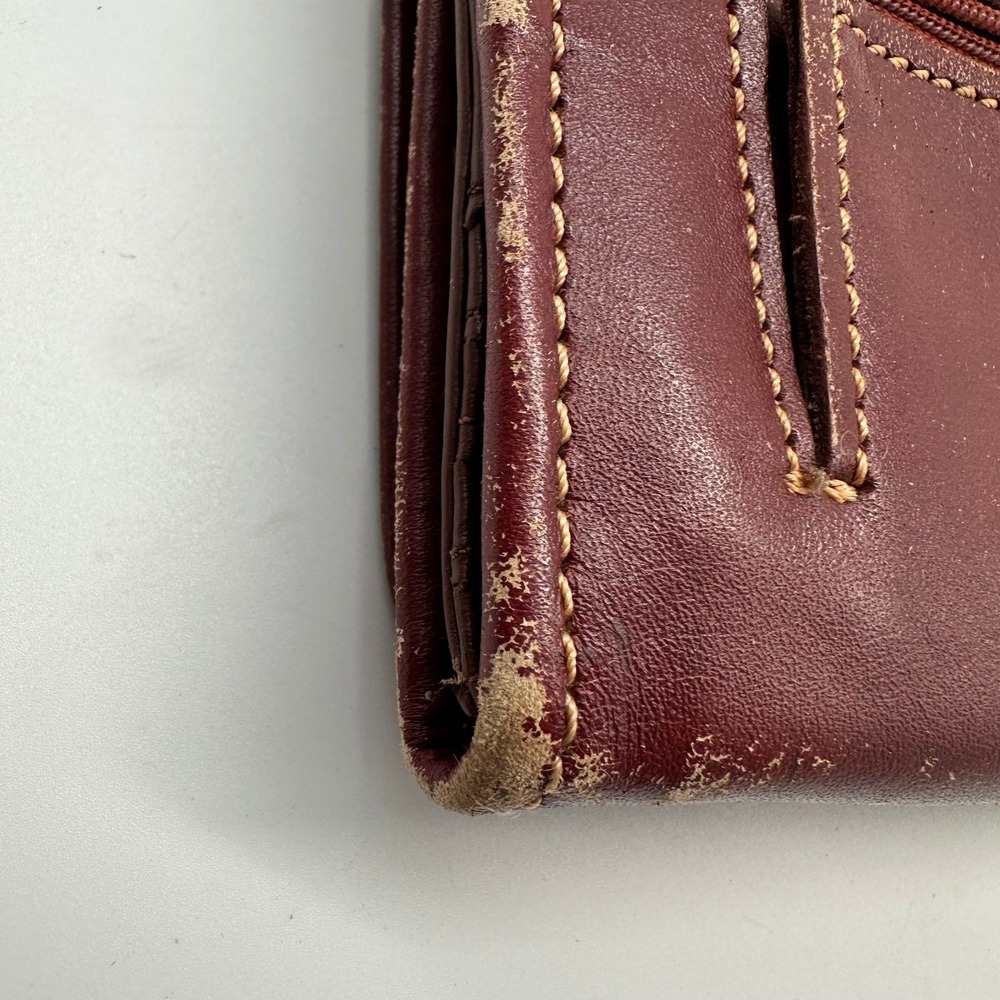 American West Wallet Burgundy Brown Floral Tooled Studded Leather Trifold - Picture 4 of 11